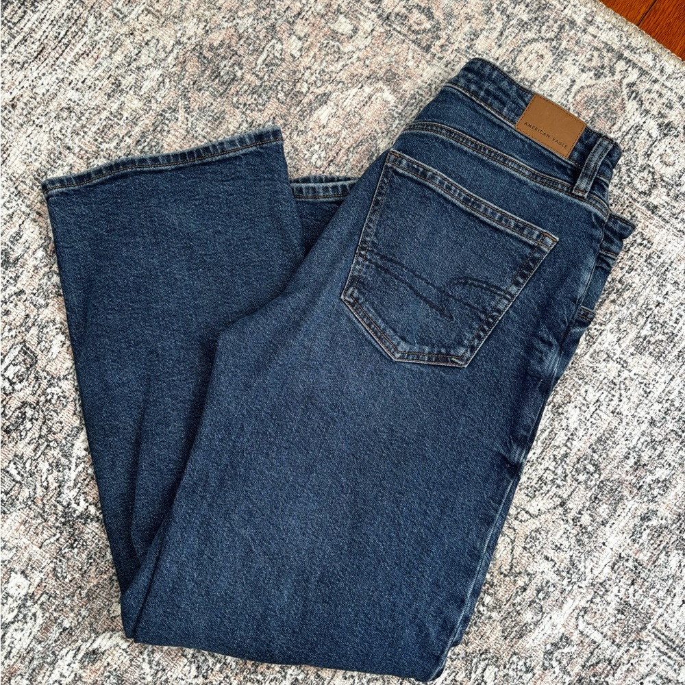 American Eagle Outfitters Straight-Leg Dark Blue Women's Jeans